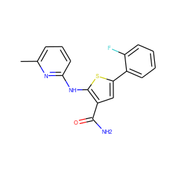 Cc1cccc(Nc2sc(-c3ccccc3F)cc2C(N)=O)n1 ZINC000169307005