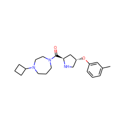 Cc1cccc(O[C@@H]2CN[C@@H](C(=O)N3CCCN(C4CCC4)CC3)C2)c1 ZINC000049114520