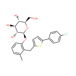 Cc1cccc(O[C@@H]2O[C@H](CO)[C@@H](O)[C@H](O)[C@H]2O)c1Cc1ccc(-c2ccc(F)cc2)s1 ZINC000064564853