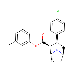 Cc1cccc(OC(=O)[C@H]2[C@@H](c3ccc(Cl)cc3)C[C@H]3CC[C@H]2N3C)c1 ZINC000100728455