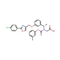 Cc1cccc(OC(=O)N(CC(=O)O)[C@@H](C)c2cccc(OCc3coc(-c4ccc(Cl)cc4)n3)c2)c1 ZINC000049054256