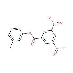 Cc1cccc(OC(=O)c2cc([N+](=O)[O-])cc([N+](=O)[O-])c2)c1 ZINC000001561690