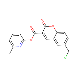 Cc1cccc(OC(=O)c2cc3cc(CCl)ccc3oc2=O)n1 ZINC000027409320