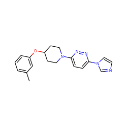 Cc1cccc(OC2CCN(c3ccc(-n4ccnc4)nn3)CC2)c1 ZINC000045351807