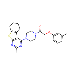 Cc1cccc(OCC(=O)N2CCN(c3nc(C)nc4sc5c(c34)CCCC5)CC2)c1 ZINC000001332476