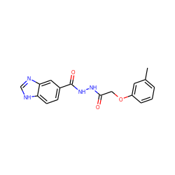 Cc1cccc(OCC(=O)NNC(=O)c2ccc3[nH]cnc3c2)c1 ZINC000032971038