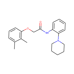 Cc1cccc(OCC(=O)Nc2ccccc2N2CCCCC2)c1C ZINC000005199435