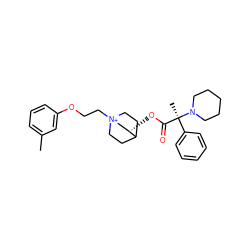 Cc1cccc(OCC[N+]23CCC(CC2)[C@@H](OC(=O)[C@](C)(c2ccccc2)N2CCCCC2)C3)c1 ZINC000073164239