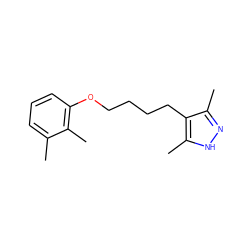 Cc1cccc(OCCCCc2c(C)n[nH]c2C)c1C ZINC000002880633