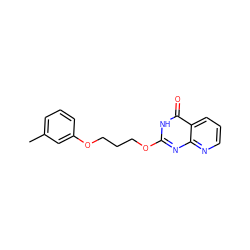 Cc1cccc(OCCCOc2nc3ncccc3c(=O)[nH]2)c1 ZINC000058591731