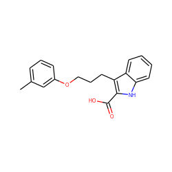 Cc1cccc(OCCCc2c(C(=O)O)[nH]c3ccccc23)c1 ZINC000095593713