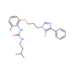 Cc1cccc(OCCCn2cnc(-c3ccccc3)c2Cl)c1NC(=O)NCCC(C)C ZINC000013827837