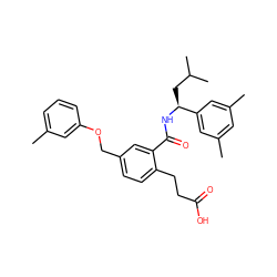 Cc1cccc(OCc2ccc(CCC(=O)O)c(C(=O)N[C@@H](CC(C)C)c3cc(C)cc(C)c3)c2)c1 ZINC000045366791