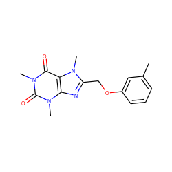 Cc1cccc(OCc2nc3c(c(=O)n(C)c(=O)n3C)n2C)c1 ZINC000084738678