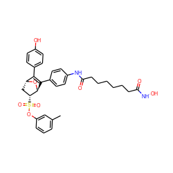 Cc1cccc(OS(=O)(=O)[C@@H]2C[C@H]3O[C@H]2C(c2ccc(NC(=O)CCCCCCC(=O)NO)cc2)=C3c2ccc(O)cc2)c1 ZINC000473110964