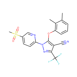 Cc1cccc(Oc2c(C#N)c(C(F)(F)F)nn2-c2ccc(S(C)(=O)=O)cn2)c1C ZINC000028570752