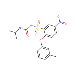 Cc1cccc(Oc2ccc([N+](=O)[O-])cc2S(=O)(=O)NC(=O)NC(C)C)c1 ZINC000028710455