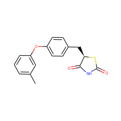 Cc1cccc(Oc2ccc(C[C@H]3SC(=O)NC3=O)cc2)c1 ZINC000045364484