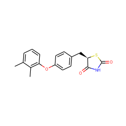 Cc1cccc(Oc2ccc(C[C@H]3SC(=O)NC3=O)cc2)c1C ZINC000045369319