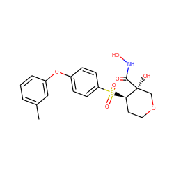 Cc1cccc(Oc2ccc(S(=O)(=O)[C@@H]3CCOC[C@]3(O)C(=O)NO)cc2)c1 ZINC000028382755