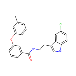 Cc1cccc(Oc2cccc(C(=O)NCCc3c[nH]c4ccc(Cl)cc34)c2)c1 ZINC000205308061