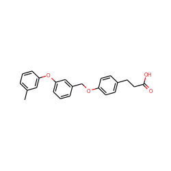 Cc1cccc(Oc2cccc(COc3ccc(CCC(=O)O)cc3)c2)c1 ZINC000066114143