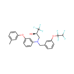 Cc1cccc(Oc2cccc(N(Cc3cccc(OC(F)(F)C(F)F)c3)C[C@@H](O)C(F)(F)F)c2)c1 ZINC000013519915