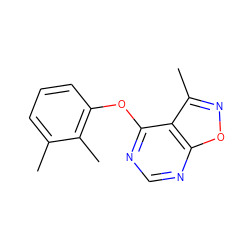 Cc1cccc(Oc2ncnc3onc(C)c23)c1C ZINC000006217578