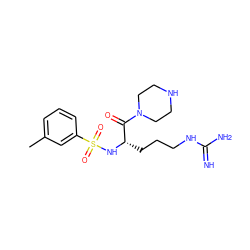 Cc1cccc(S(=O)(=O)N[C@@H](CCCNC(=N)N)C(=O)N2CCNCC2)c1 ZINC000028644694