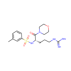 Cc1cccc(S(=O)(=O)N[C@@H](CCCNC(=N)N)C(=O)N2CCOCC2)c1 ZINC000028644418