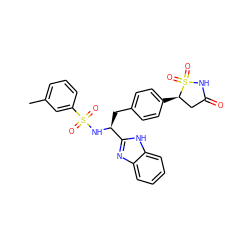 Cc1cccc(S(=O)(=O)N[C@@H](Cc2ccc([C@@H]3CC(=O)NS3(=O)=O)cc2)c2nc3ccccc3[nH]2)c1 ZINC000036088839