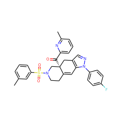 Cc1cccc(S(=O)(=O)N2CCC3=Cc4c(cnn4-c4ccc(F)cc4)C[C@]3(C(=O)c3cccc(C)n3)C2)c1 ZINC000208069105