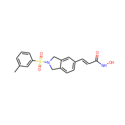 Cc1cccc(S(=O)(=O)N2Cc3ccc(/C=C/C(=O)NO)cc3C2)c1 ZINC000072177140