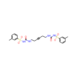 Cc1cccc(S(=O)(=O)NC(=O)NCCC#CCCNC(=O)NS(=O)(=O)c2cccc(C)c2)c1 ZINC000040380603