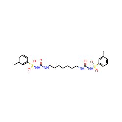 Cc1cccc(S(=O)(=O)NC(=O)NCCCCCCCNC(=O)NS(=O)(=O)c2cccc(C)c2)c1 ZINC000040848742