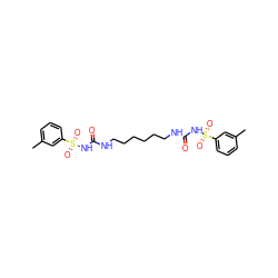 Cc1cccc(S(=O)(=O)NC(=O)NCCCCCCNC(=O)NS(=O)(=O)c2cccc(C)c2)c1 ZINC000040847618