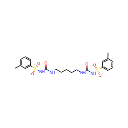 Cc1cccc(S(=O)(=O)NC(=O)NCCCCCNC(=O)NS(=O)(=O)c2cccc(C)c2)c1 ZINC000040860349