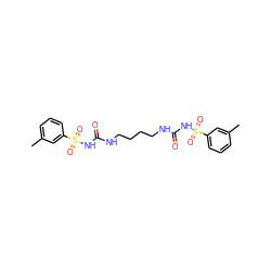 Cc1cccc(S(=O)(=O)NC(=O)NCCCCNC(=O)NS(=O)(=O)c2cccc(C)c2)c1 ZINC000040860054