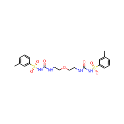 Cc1cccc(S(=O)(=O)NC(=O)NCCOCCNC(=O)NS(=O)(=O)c2cccc(C)c2)c1 ZINC000040849246