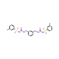 Cc1cccc(S(=O)(=O)NC(=O)NCc2cccc(CNC(=O)NS(=O)(=O)c3cccc(C)c3)c2)c1 ZINC000044386521