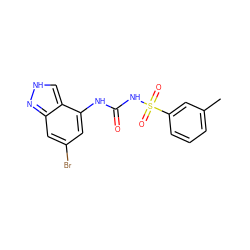 Cc1cccc(S(=O)(=O)NC(=O)Nc2cc(Br)cc3n[nH]cc23)c1 ZINC000071340941