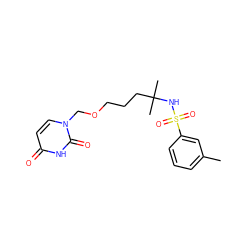 Cc1cccc(S(=O)(=O)NC(C)(C)CCCOCn2ccc(=O)[nH]c2=O)c1 ZINC000116100305