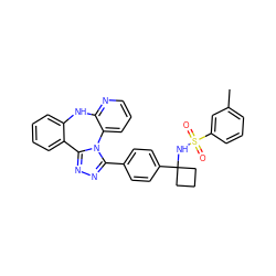 Cc1cccc(S(=O)(=O)NC2(c3ccc(-c4nnc5n4-c4cccnc4Nc4ccccc4-5)cc3)CCC2)c1 ZINC000096174134