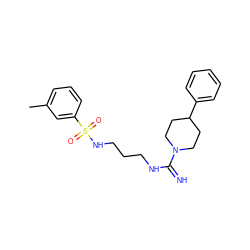 Cc1cccc(S(=O)(=O)NCCCNC(=N)N2CCC(c3ccccc3)CC2)c1 ZINC000043069367