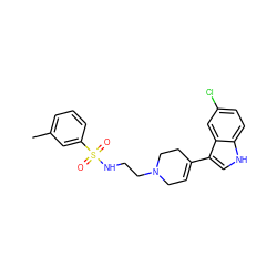 Cc1cccc(S(=O)(=O)NCCN2CC=C(c3c[nH]c4ccc(Cl)cc34)CC2)c1 ZINC000114611428