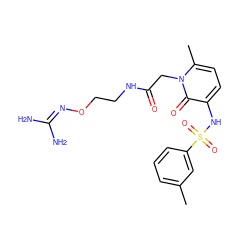 Cc1cccc(S(=O)(=O)Nc2ccc(C)n(CC(=O)NCCON=C(N)N)c2=O)c1 ZINC000034754303