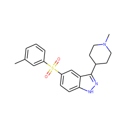 Cc1cccc(S(=O)(=O)c2ccc3[nH]nc(C4CCN(C)CC4)c3c2)c1 ZINC000071295938