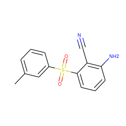 Cc1cccc(S(=O)(=O)c2cccc(N)c2C#N)c1 ZINC000005931254