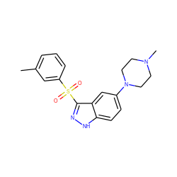 Cc1cccc(S(=O)(=O)c2n[nH]c3ccc(N4CCN(C)CC4)cc23)c1 ZINC000003820937