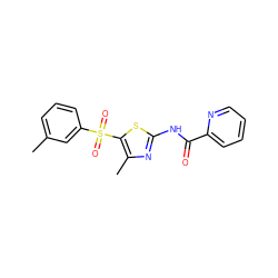 Cc1cccc(S(=O)(=O)c2sc(NC(=O)c3ccccn3)nc2C)c1 ZINC000198921342